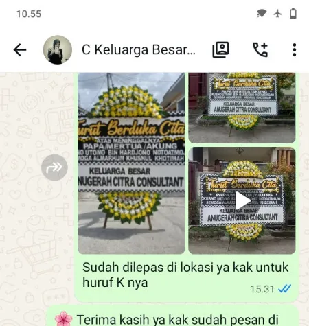 Pengiriman Papan Bunga Duka Getas Bawang